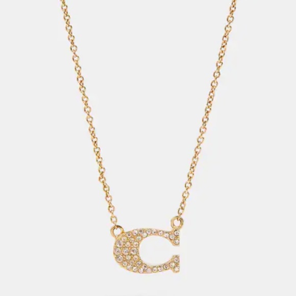 Coach Gold Pave Signature C Necklace - Picture 2 of 5